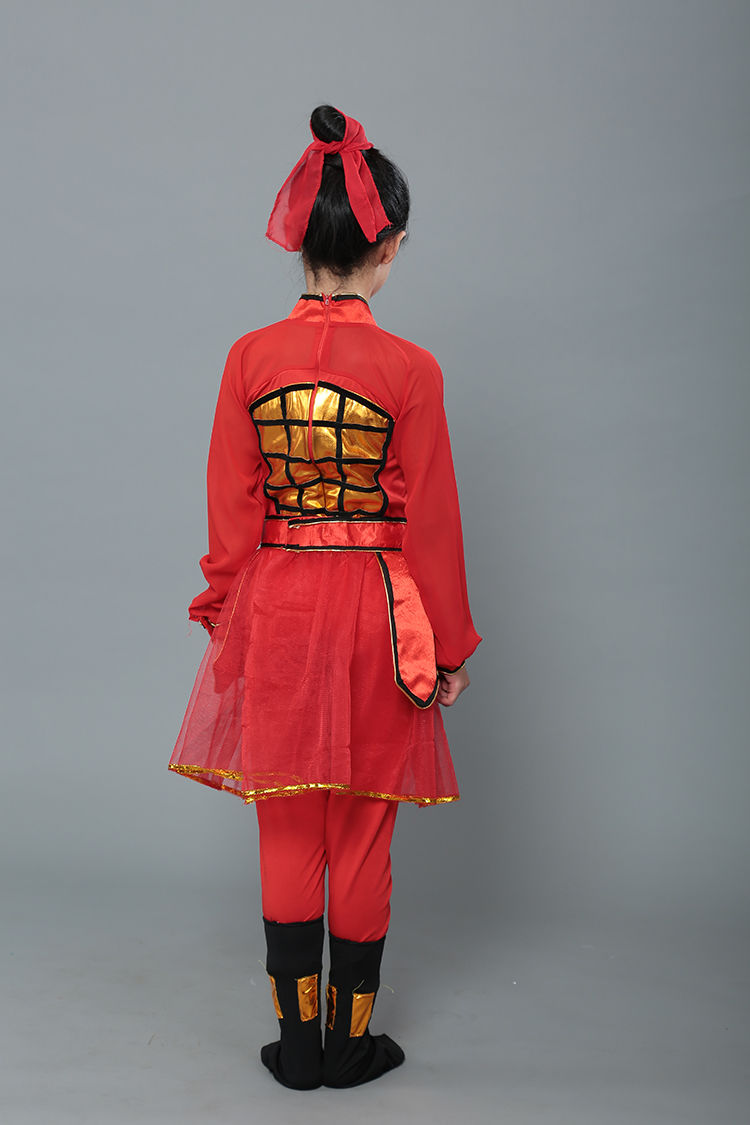 央紫新品花木兰服装新春秋款儿童古装花木兰演出服古代士兵盔甲装儿童