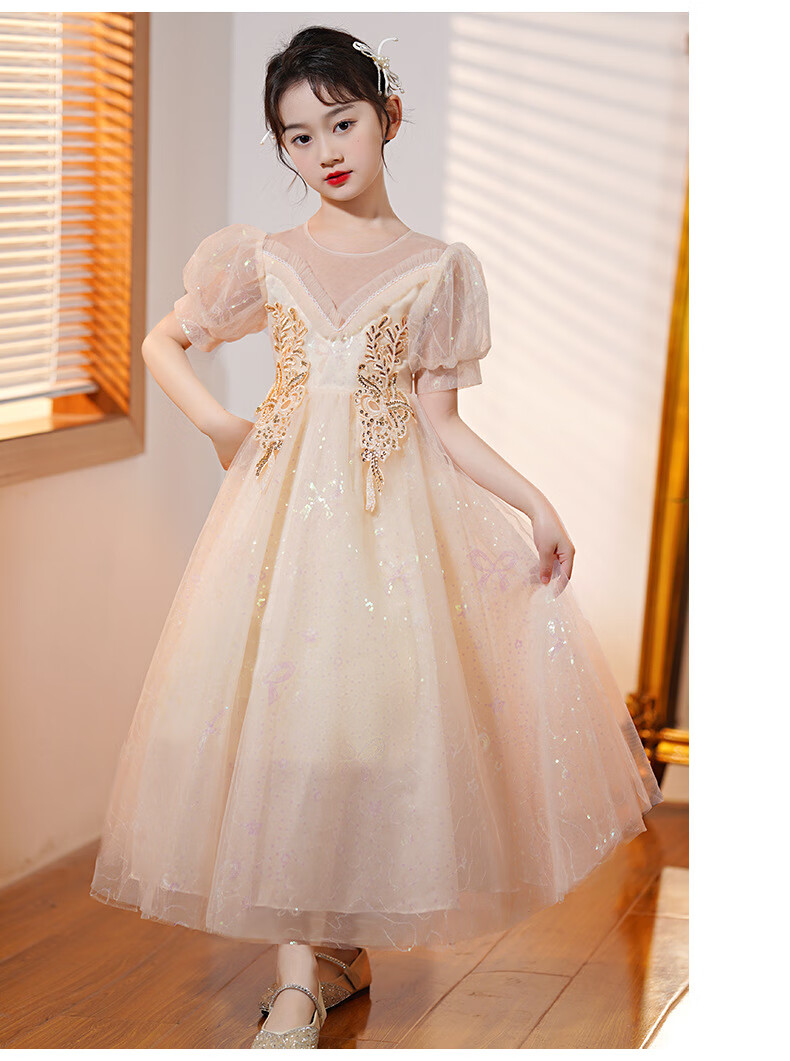 主持人礼服女初中生童高端生日公主裙钢琴考级演出服装连衣裙蓬蓬晚