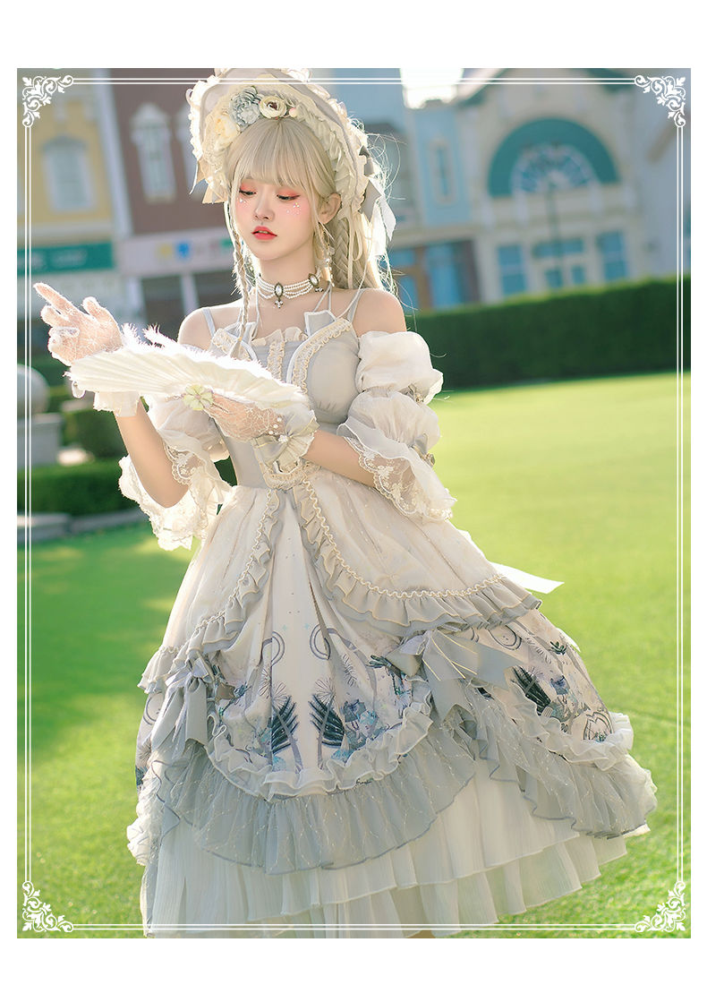 现货lolita裙原创蔷薇少女op复古宫廷风洛丽塔茶会裙手套颈饰s