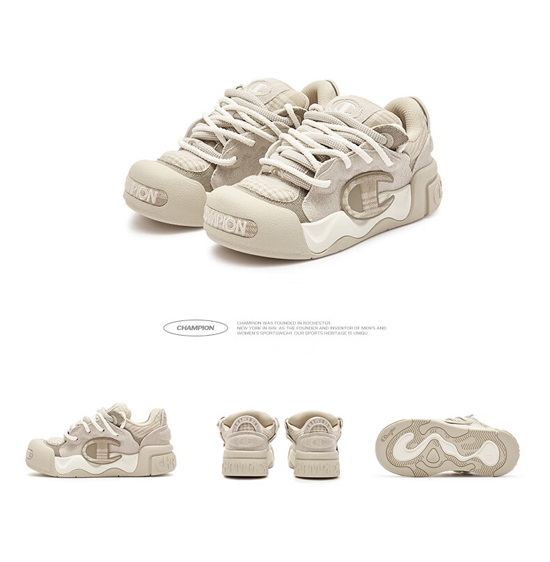 Champion American Champion Sneakers for Women And Men, Trendy Fashionable Thick-Soled Height-Increasing Casual Puffy Bread Shoes 24FWT03 35