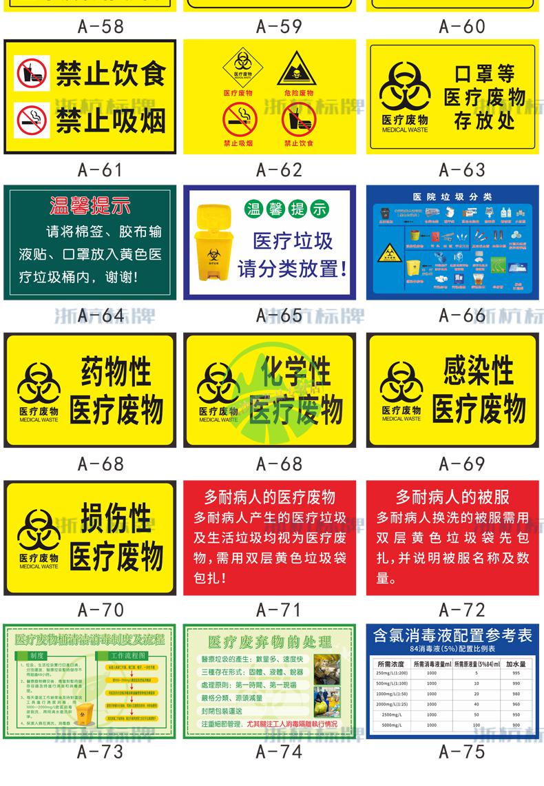 病区医院感染区半污染区用拖把抹布分区域分类提示标识贴纸定制感染区