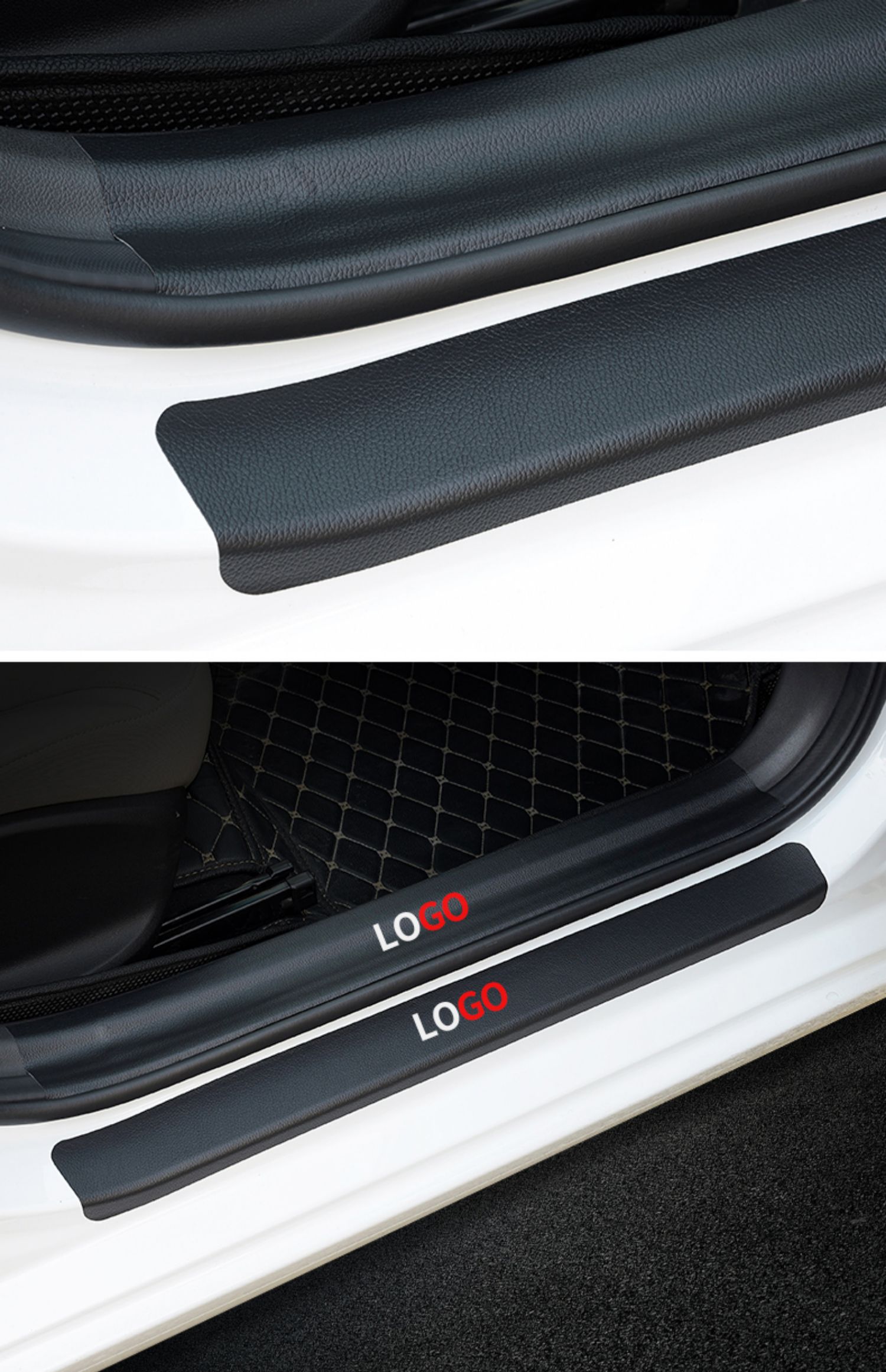 专用于日产天籁尼桑奇骏轩逸皮革门槛条防踩贴逍客迎宾踏板防护条爱车