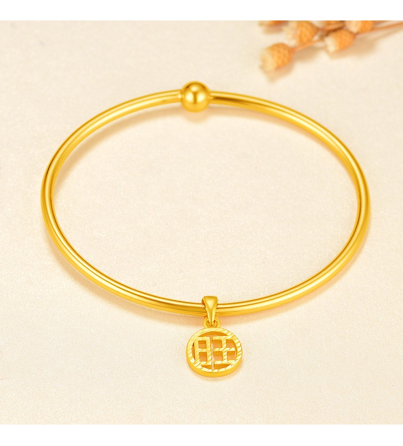 仙缘黄金手镯999金手镯弹力手镯金手镯女圆珠转运珠手环黄金圆珠手镯