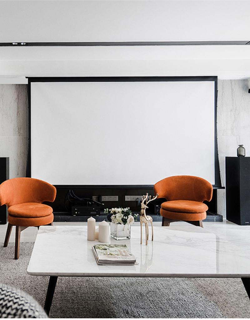 天花隐藏投影幕布电动家用遥控升降投影仪幕布4k/3d高