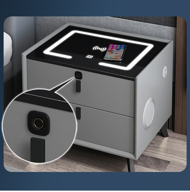 小米(mi)生态米家通用智能床头柜简约现代实木无线充电指纹锁轻奢收纳