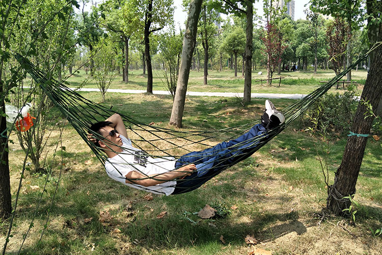 宽绳军绿网状吊床户外单双人尼龙绳吊网秋千睡网摇床栓树野营加大特价