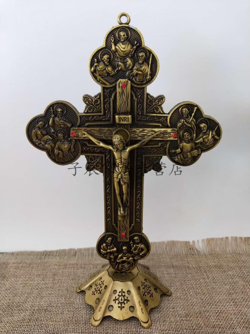 天主教圣物十字架苦像十二宗徒十字架摆件基督耶稣宗教饰品21cm一大一
