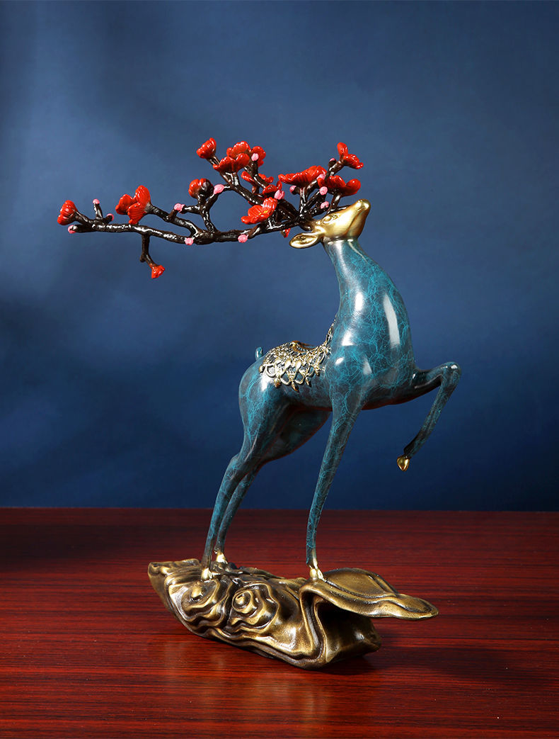 卡汐沐鹿摆件全铜梅花鹿家居创意电视柜酒柜酒架玄关书房办公桌装饰