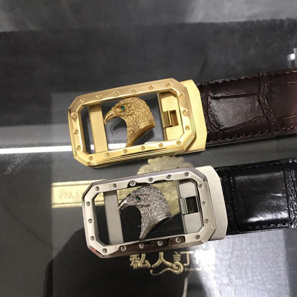 老鹰头 实心纯铜扣头 皮带 腰带 鳄鱼纹 牛皮 潮男 黑色 平滑扣 黑皮