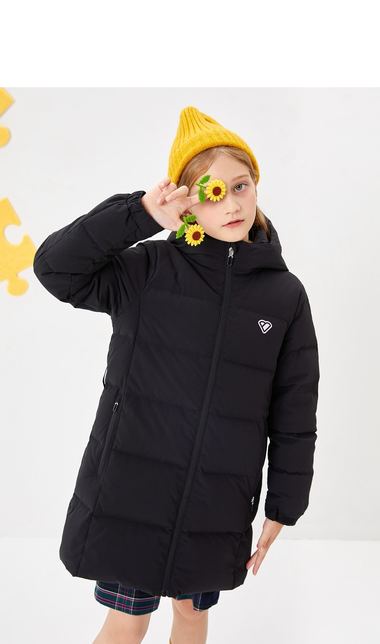 巴拉巴拉女童中长款羽绒服儿童秋冬大童外套收腰合体时尚 紫红6250