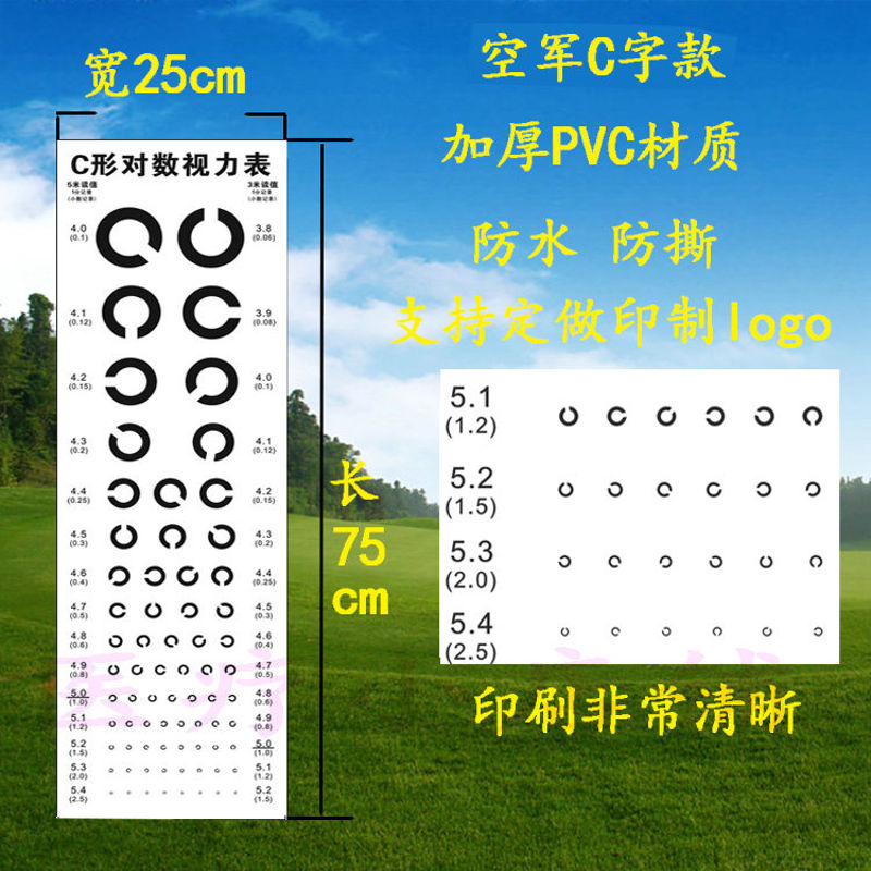 【新品】视力表空军c型 环形测视力表 c字形招飞视力表空军成人视力