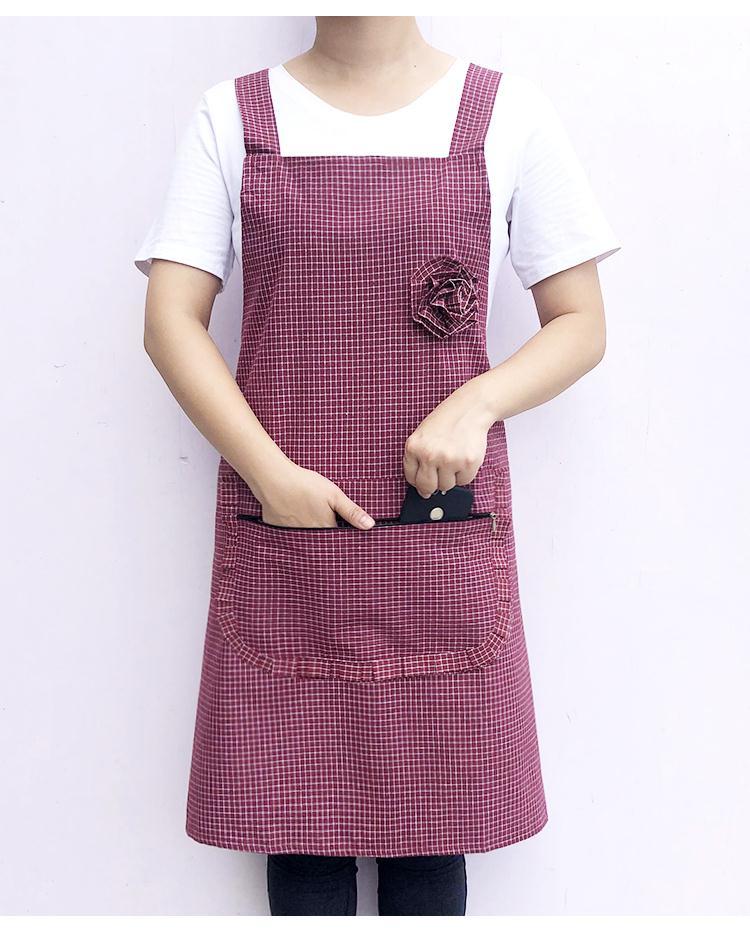 纯棉围裙女做饭新款时尚厨房家用双肩围腰男成人上班防油污工作服