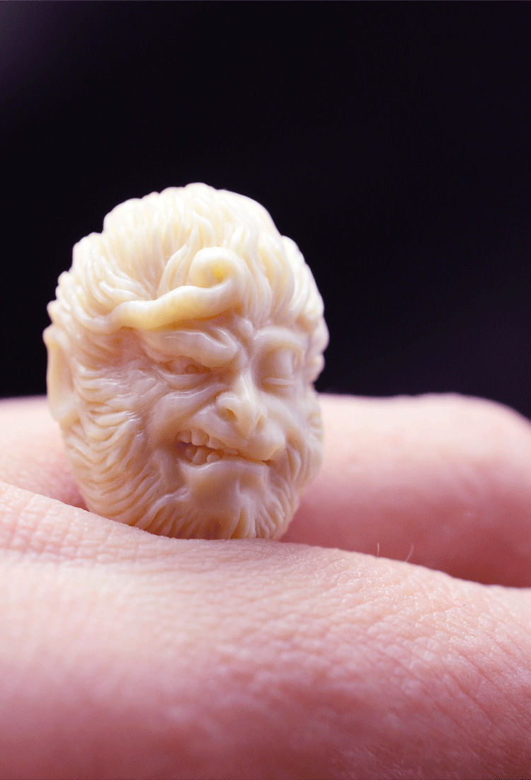 猛犸象牙孙悟空齐天大圣斗战胜佛佛头三通佛珠配饰一念之间男16x23x