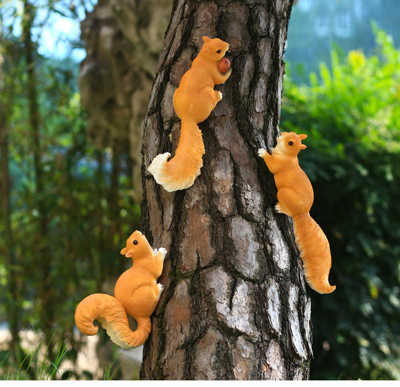 景超富康 创意花园庭院装饰摆件仿真动物小松鼠户外幼儿园别墅造景树