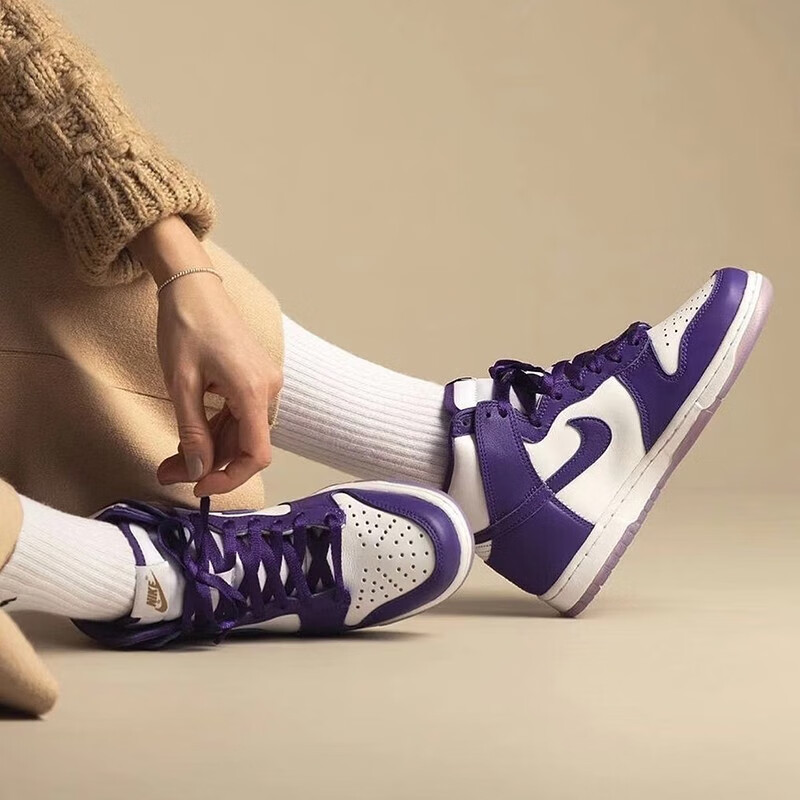 耐克nike女鞋dunk high varsity purple白紫 高帮 休闲板鞋 dc5382