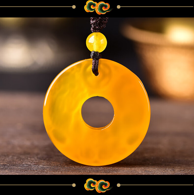 橘子石玉髓双雄得财貔貅鸿财大展平安扣吊坠项链男女款sn2524