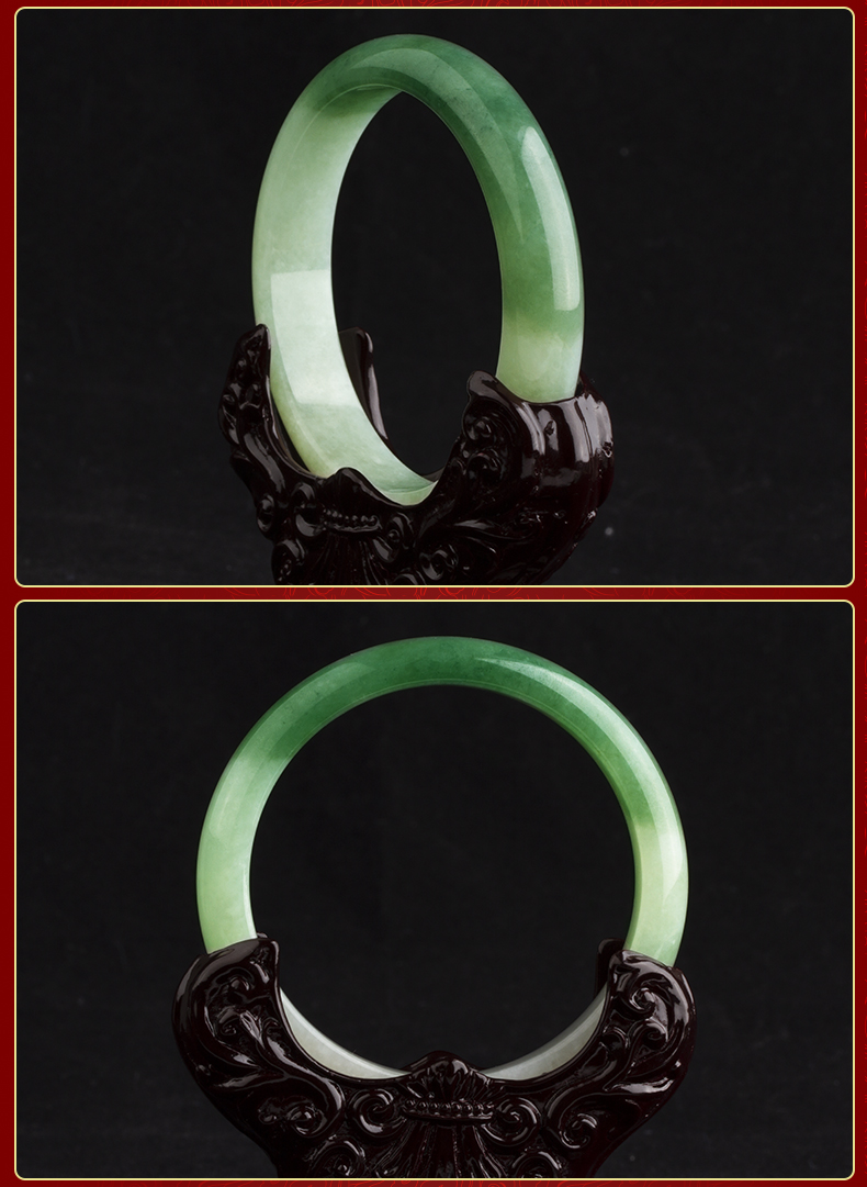 云翠社a61缅甸玉手镯糯冰种翡翠手镯女玉镯子飘绿贵妃镯天然五花八门