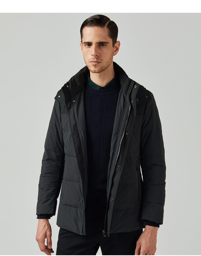 劲霸男装奥莱羽绒服男中长款秋冬新品男士加厚保暖外套brja4126军色