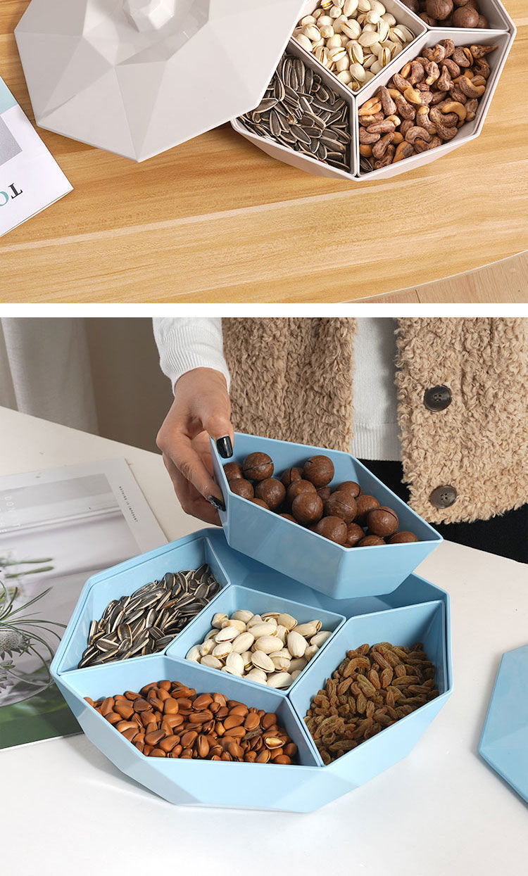 果盘客厅茶几网红创意时尚家用简约钻石水果零食干果盘子钻石果盒蓝色