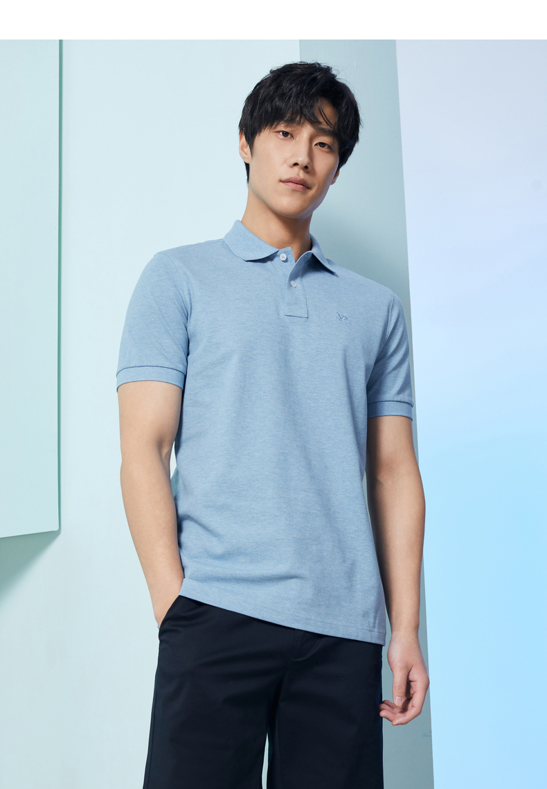 YOUNGOR Men's T-Shirt, Summer Young Men's Business Casual Short-Sleeve T-Shirt, GSPC533011IFA, Light Blue, Size S 5