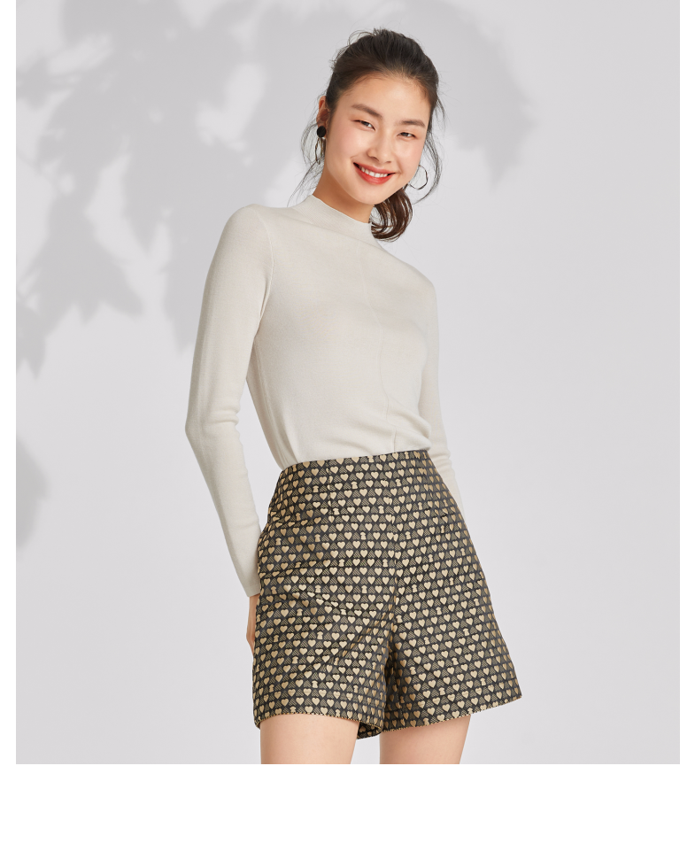 gloria歌莉娅新品丝羊毛套头毛织上衣111h5j01051w粉杏m