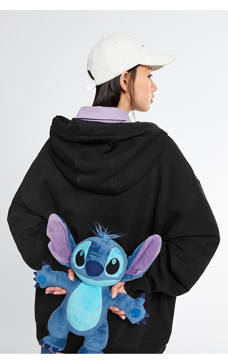 【史迪奇联名】太平鸟连帽卫衣女2021春秋新款大纹样宽松长袖上衣