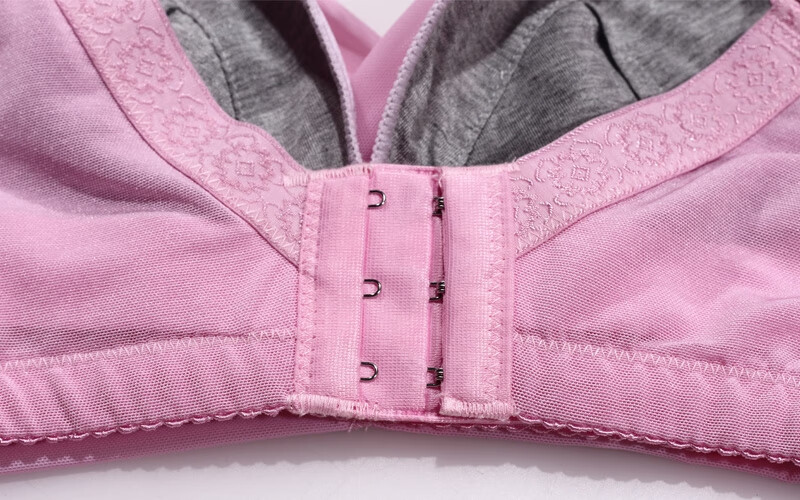 若曼莎8903款无钢圈内衣f杯大码文胸健康透气速干孕妇哺乳 黑色 粉色