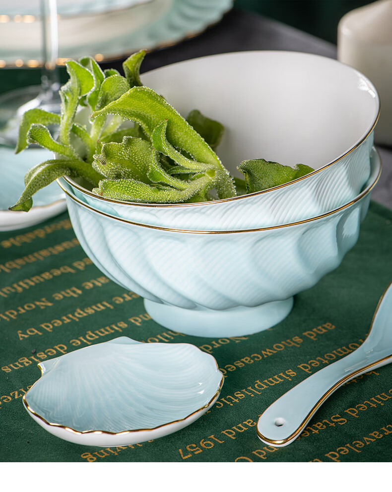 ingri英格丽轻奢简约骨瓷餐具家用白色碗碟套装精美高端陶瓷碗筷盘子