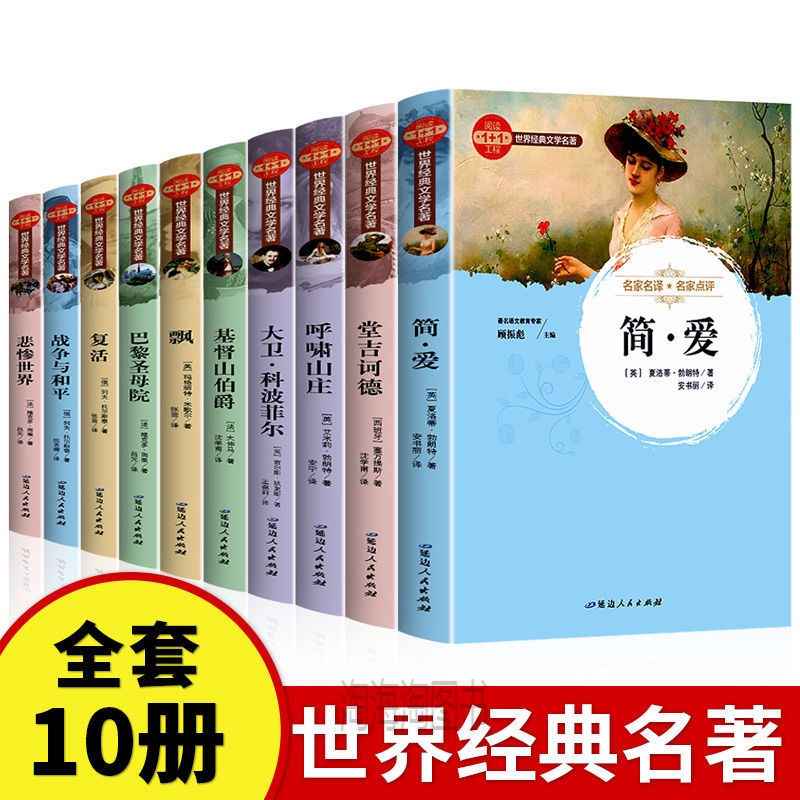 世界10大名著簡愛書籍原著巴黎聖母院初中高中課外書籍世界10大名著