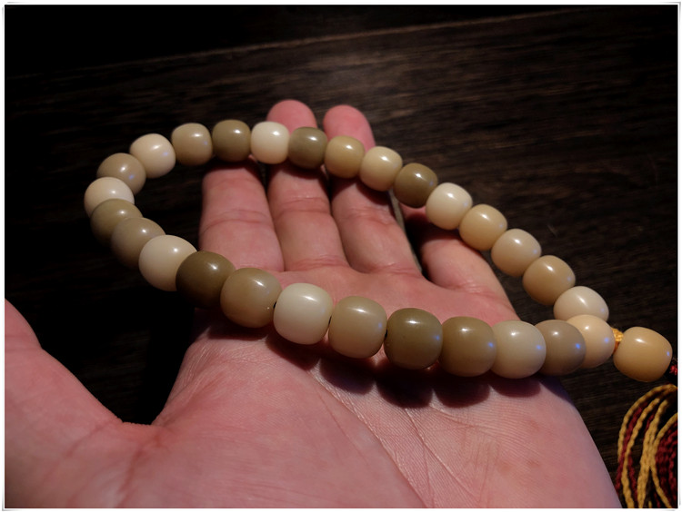 lemonway精品 老型原生籽白玉菩提根手串阴皮菩提子佛珠手持18颗手链