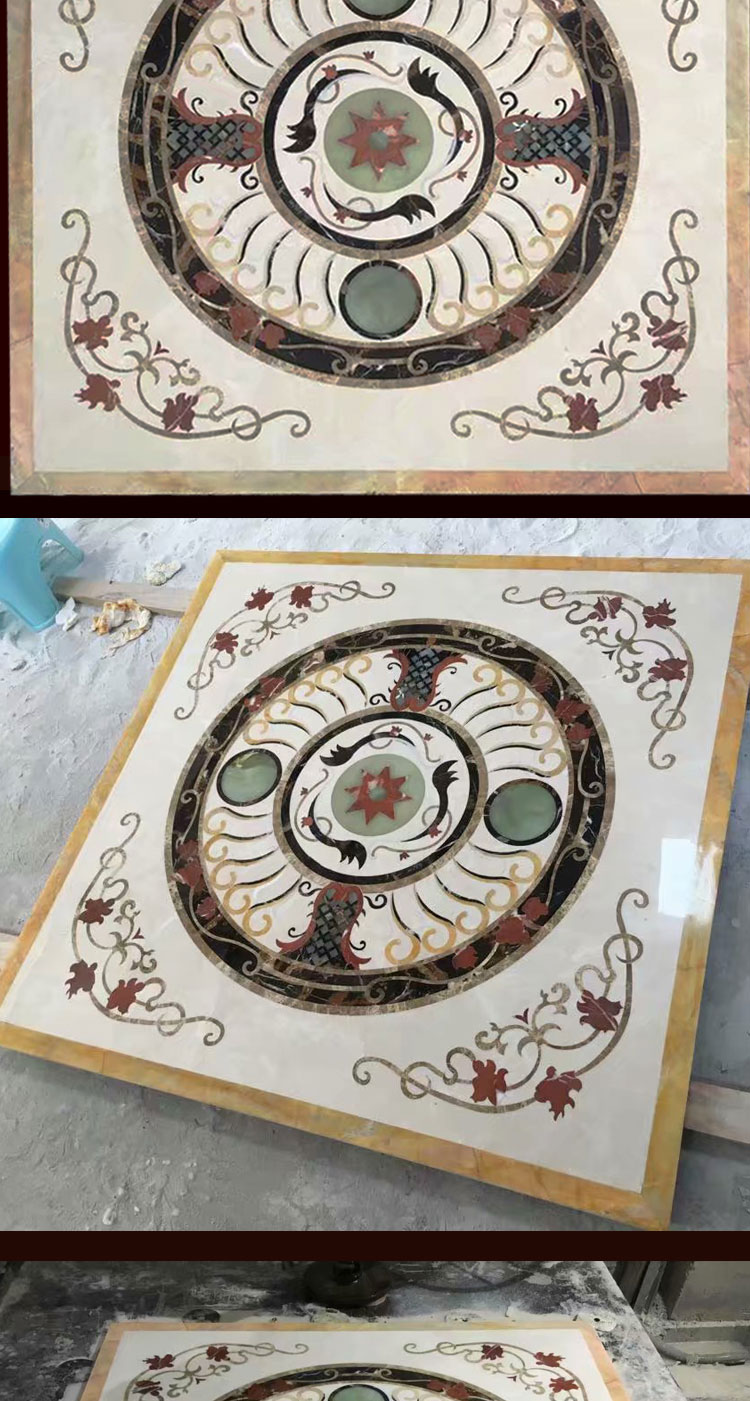 天然石材地花室内装饰大理石水刀拼花客厅拼图定制地板餐厅玄关背景