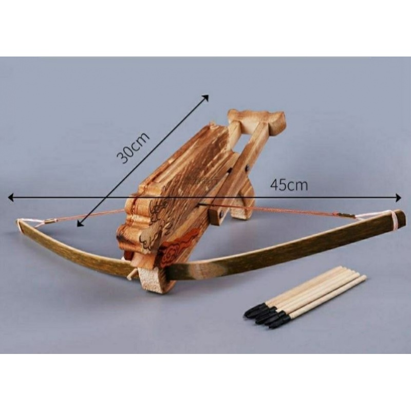驽弓十字驽猎弓 弓箭道具木质小型古代中国传统靶子儿童玩具木制小号