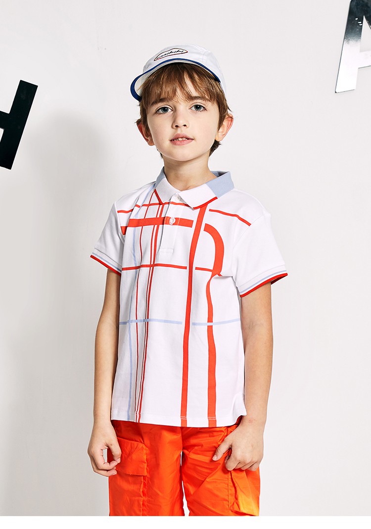 chiaus雀氏童装不规则线条男童短袖t恤儿童polo衫2022夏季新款小童