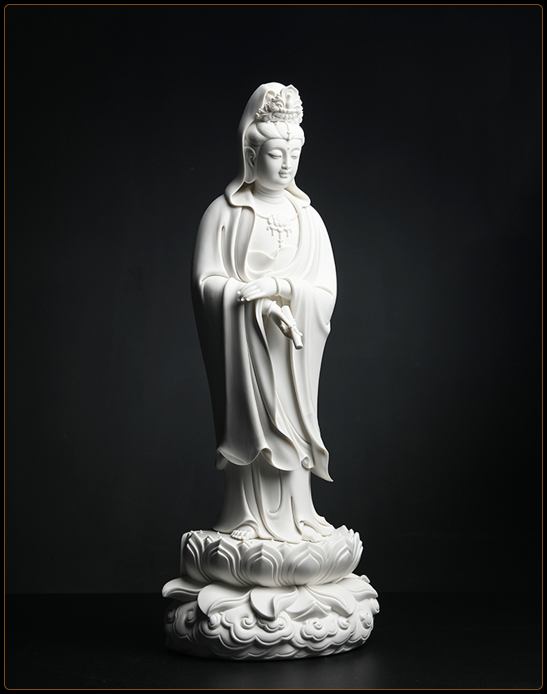 戴玉堂祥云立台莲大势至菩萨站像德化白瓷佛像摆件家用供奉林建平大师