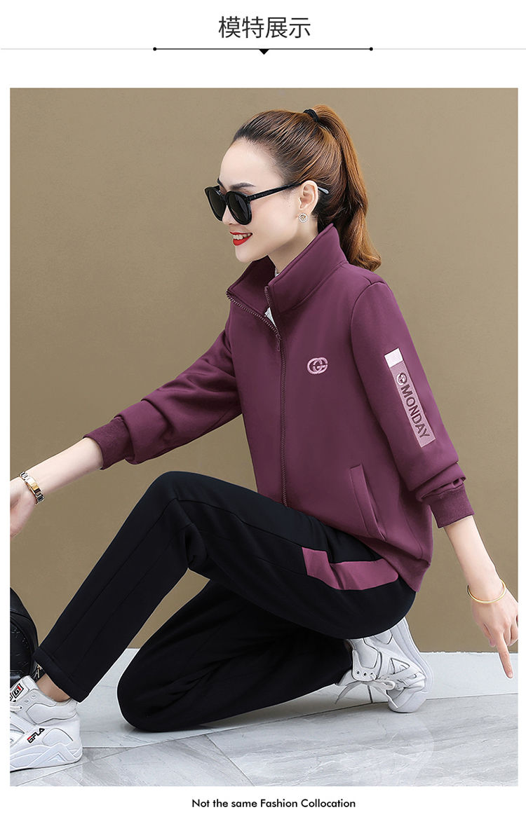 冬款上新冬季羊羔绒毛卫运动休闲套装女时尚潮流远动两件套加绒加厚