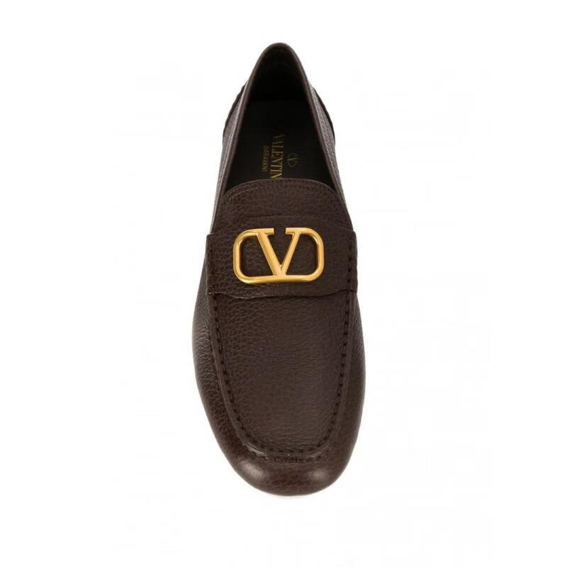 华伦天奴valentino乐福鞋男士奢侈品logo标牌乐福鞋 棕色 42