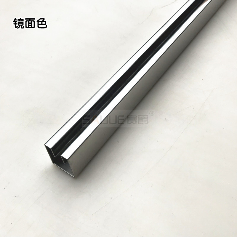 304不锈钢玻璃固定卡槽边框玻璃固定边条包边卡口u型槽钛金哑黑色镜面