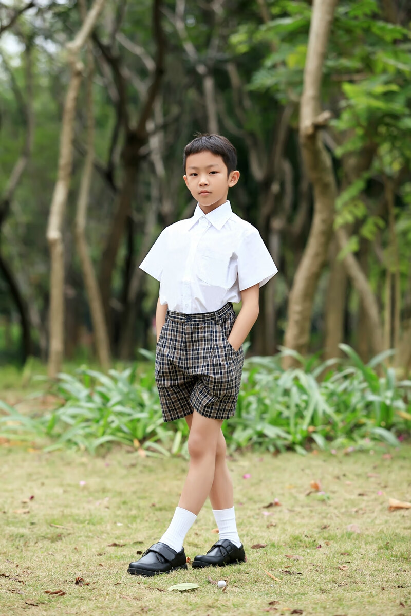 深圳市小学生校服,莎臣豹小学生男夏礼 短袖制裤 120cm