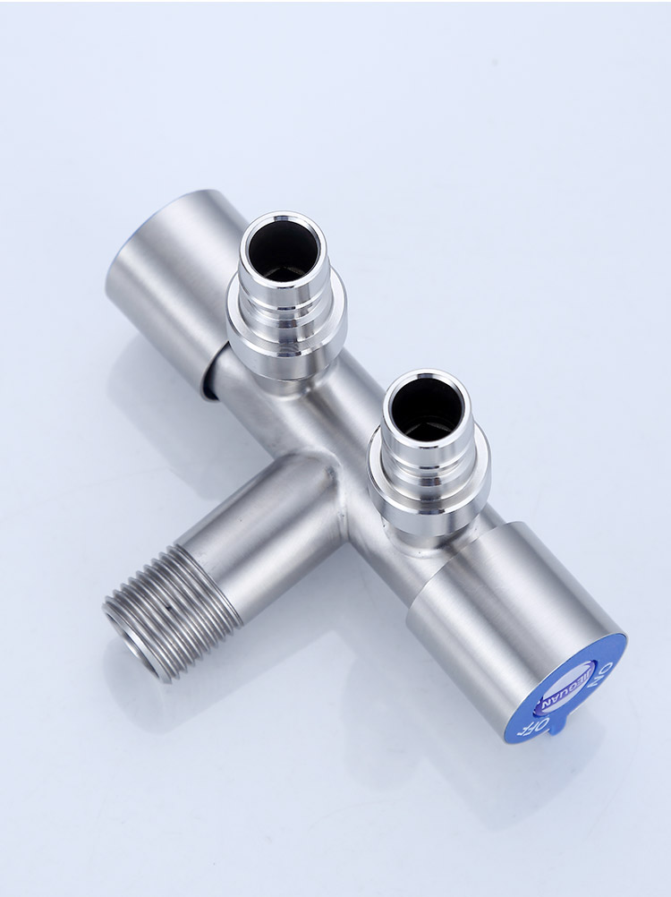 洁冠洗衣机水龙头分水器一进二出分水阀一分二三角阀304不锈钢三通阀