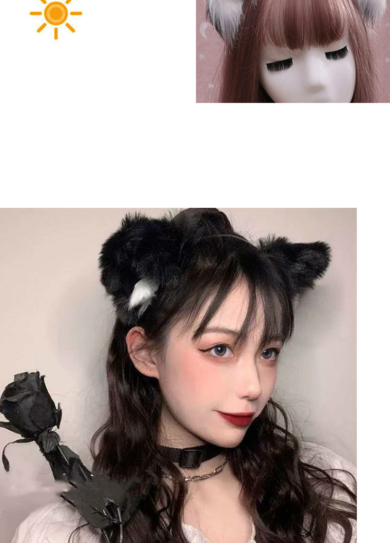 猫耳朵cos仿真狐狸兽耳猫耳发夹毛绒动物头饰发箍发卡 乳白色