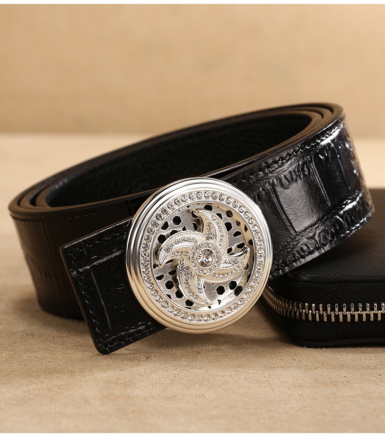 梵威伦vaveren品牌奢侈品皮带男头层牛皮内穿式鳄鱼纹腰带时来运转送