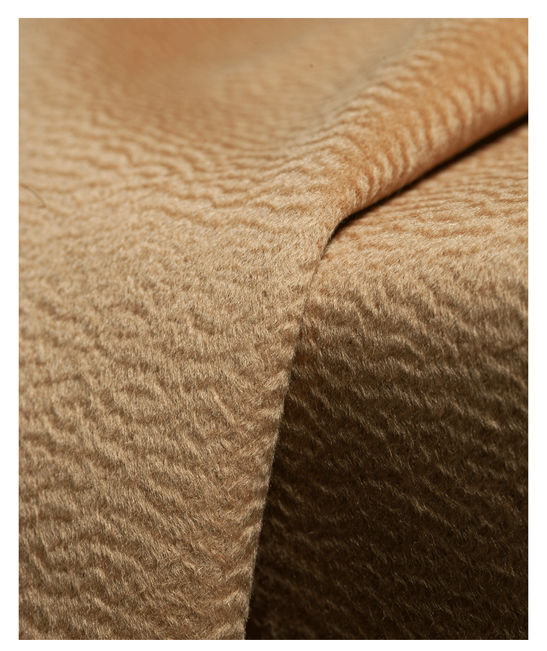 煊缎 驼色水波纹羊绒布 双面ol大衣布料秋冬加厚双层保暖外套服装面料