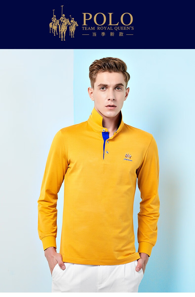 皇家保罗正品男装长袖t恤春季新款翻领纯棉打底衫宽松大码polo衫