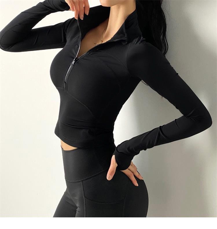 运动服上衣宽松型健身服开衫紧身衣网红8003黑色外套中码m建议94104