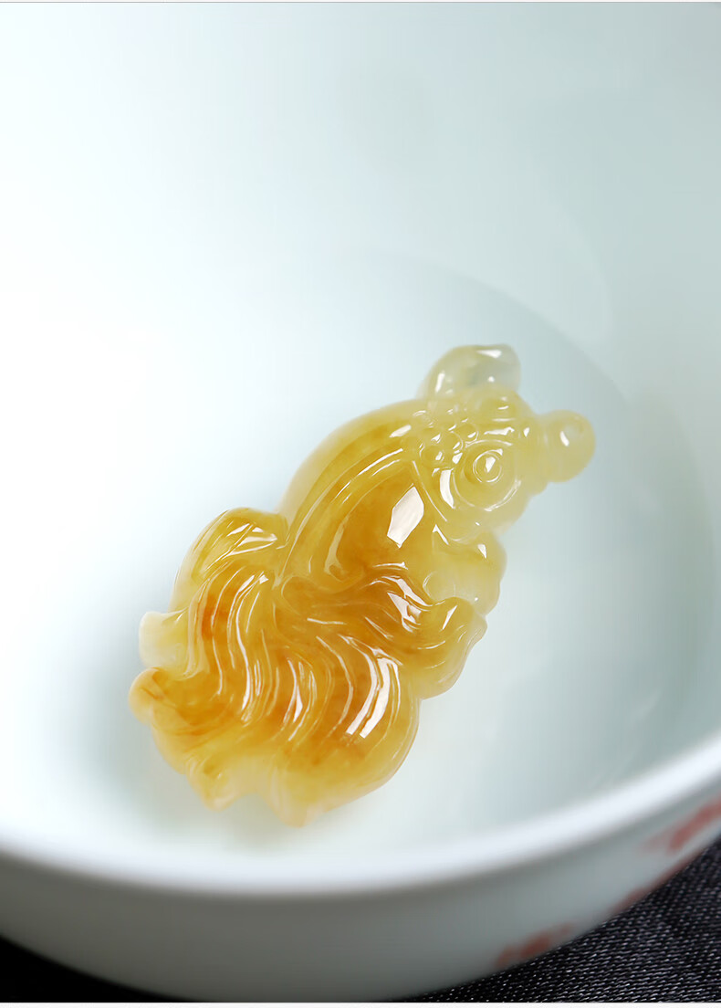 百博天然翡翠金玉满堂冰糯黄金色金鱼吊坠年年有余玉坠ctt01202