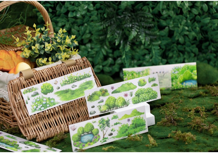 顽意屋 自然与风造景贴纸 小镇花园清新风景植物房屋手帐装饰和纸贴画