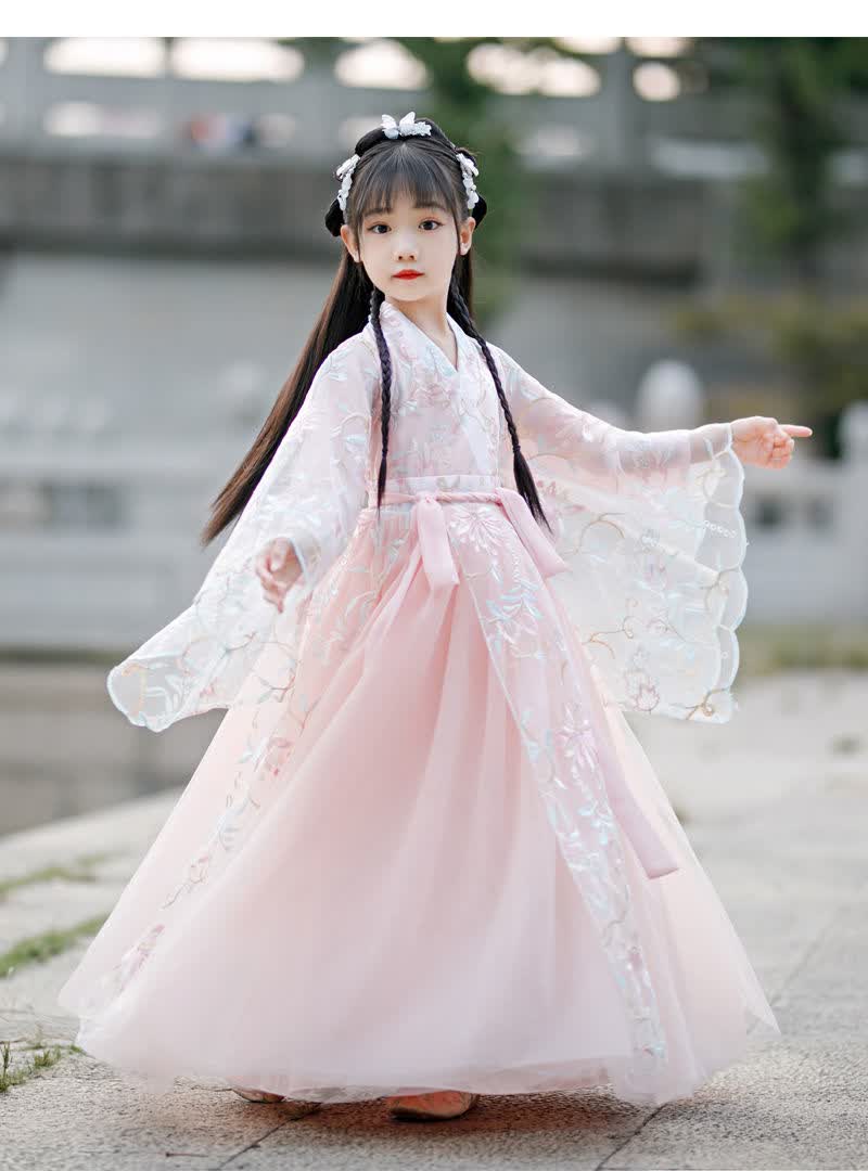 迪士尼轻奢品牌高端同款新品汉服女童古装仙女裙子儿童古风超仙连衣裙