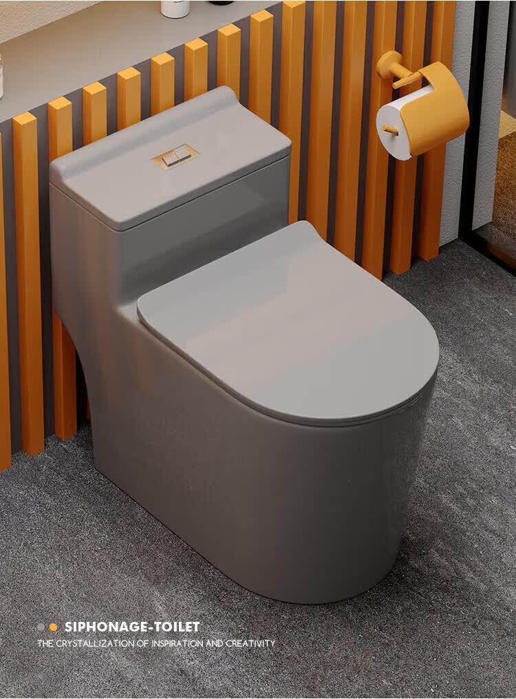 科勒(kohler) 灰色家用抽水防臭马桶轻奢彩色方形陶瓷座厕虹吸式坐