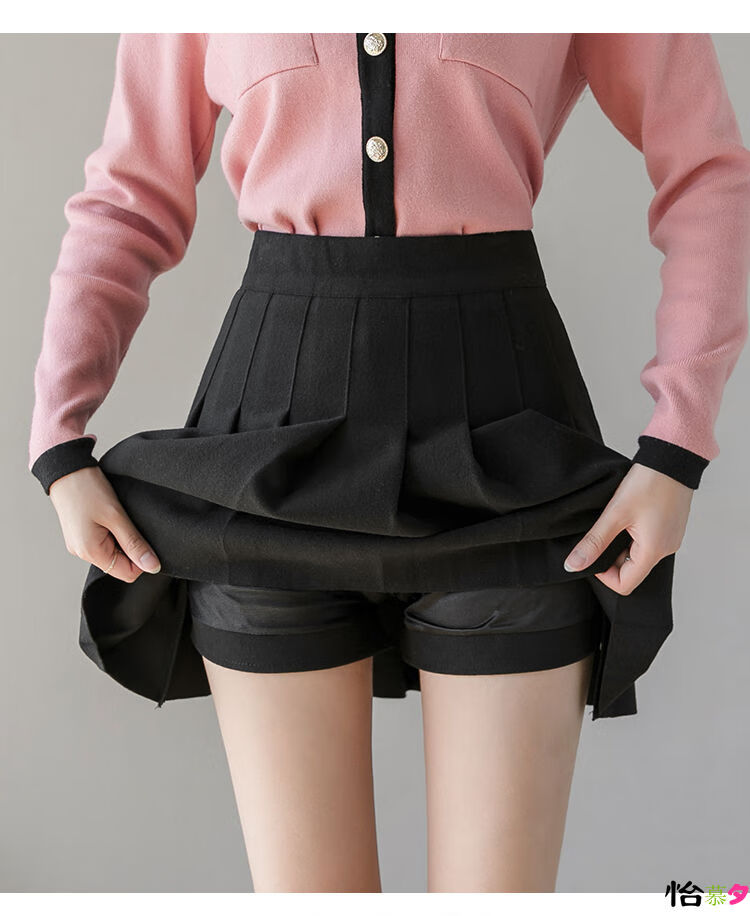 裙高腰短裙中学生高初中生下身半截裙女生衩裙子女士超短裙半身裙秋冬