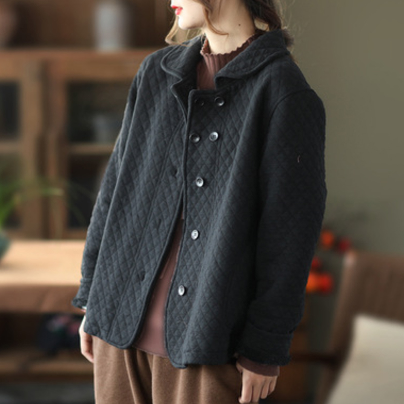 如素慢衣复古文艺休闲宽松针织棉加绒加厚保暖民族风棉衣女冬装棉服